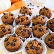 Pumpkin Muffins packed with pumpkin puree and chocolate chips. - Smart Little Cookie
