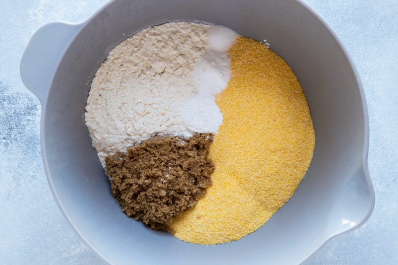 The dry ingredients in a bowl.