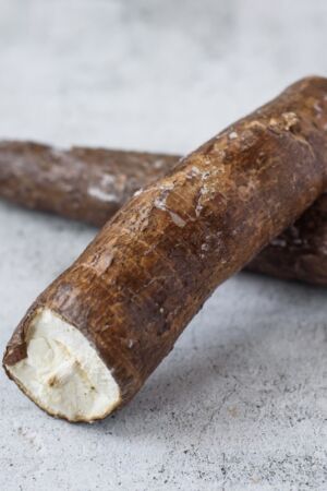 Yuca root on a board