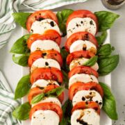 Caprese Salad on white platter