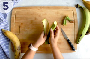 separate and detach the peel from the plantain using fingers