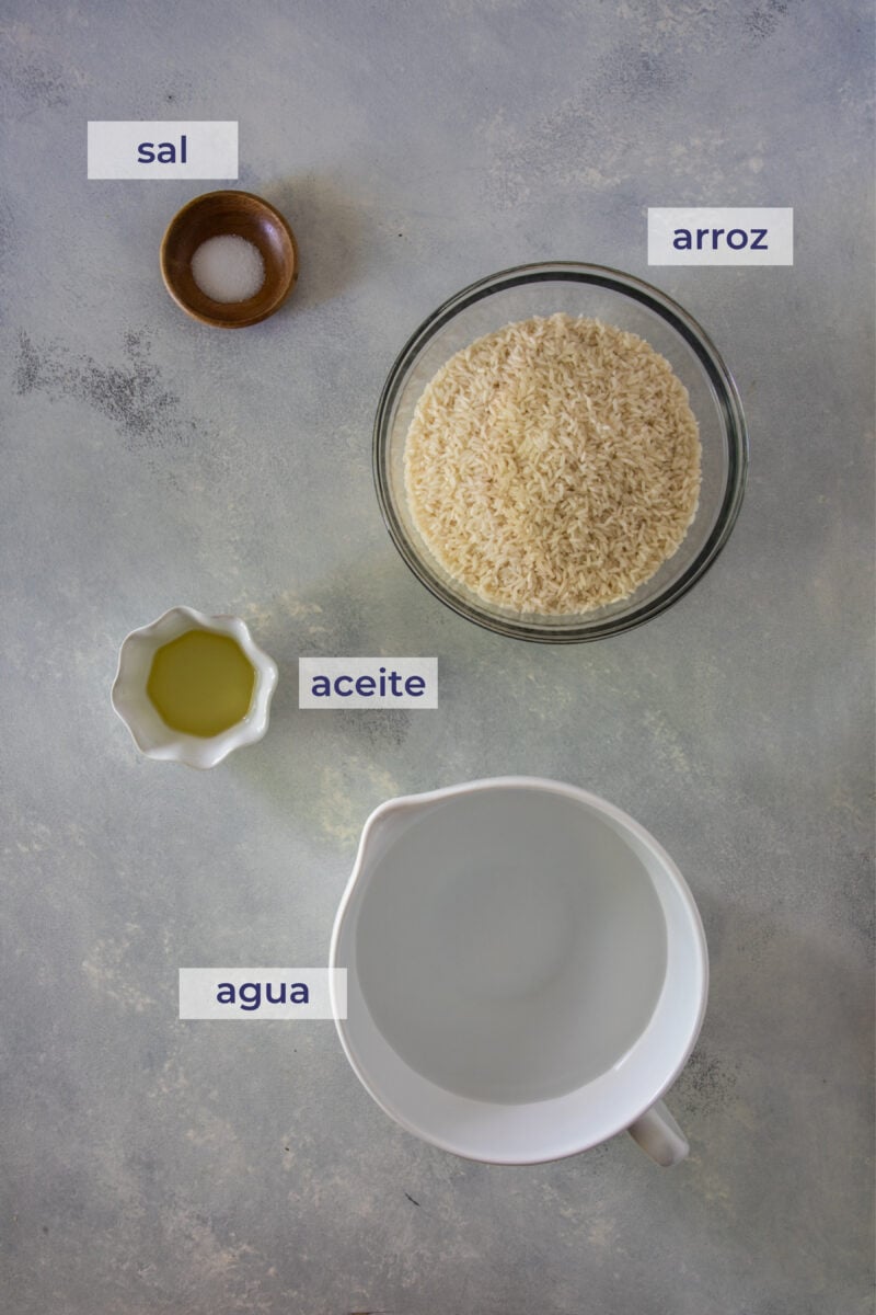 ingredientes para cocinar arroz blanco
