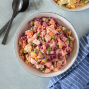 ensalada rusa (Dominican Potato Salad) served in a bowl